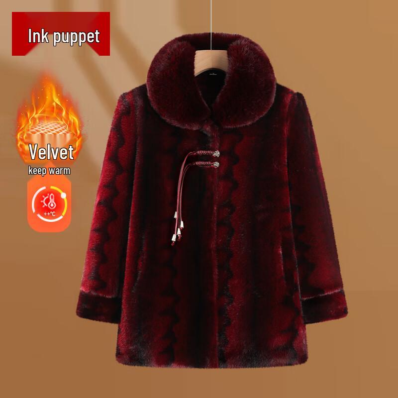 

Women s Middle-Aged Winter Mink Velvet Cotton Coat 2XL