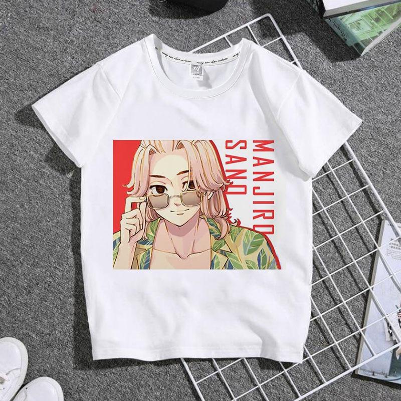

Повсякденні аніме Токіо Месник 2D графічний принт Дитяча футболка Літні сорочки для хлопчиків Вільні білі жіночі топи Y2K з коротким рукавом Чоловічі футболки S білий