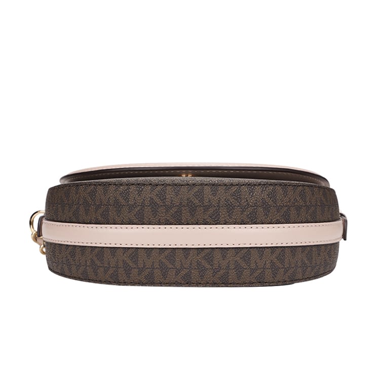 MICHAEL KORS Jet Set Leather Saddle Bag, Crossbody Bag, Shoulder Bag Women's Dark Brown & Nude Pink 32T0GT9C6B-266