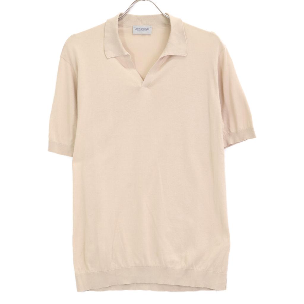 JOHN SMEDLEY SYRES Cotton High Gauge Knit Skipper Shirt tops L beigeUsed