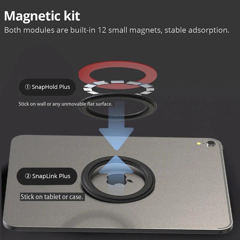 Magnetische Tablet-Wandhalterung, iPad-Halterung, Halterungsmagnet für iPad, SnapHold-Magnetaufkleber für Zuhause, Büro, Kühlschrank