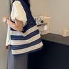 Yogodlns Gewebte Damen-Schultertaschen Damen Streifen Designer Gestrickte Zopf-Handtaschen Tragetasche Sommer Strand Shopper Geldbörsen