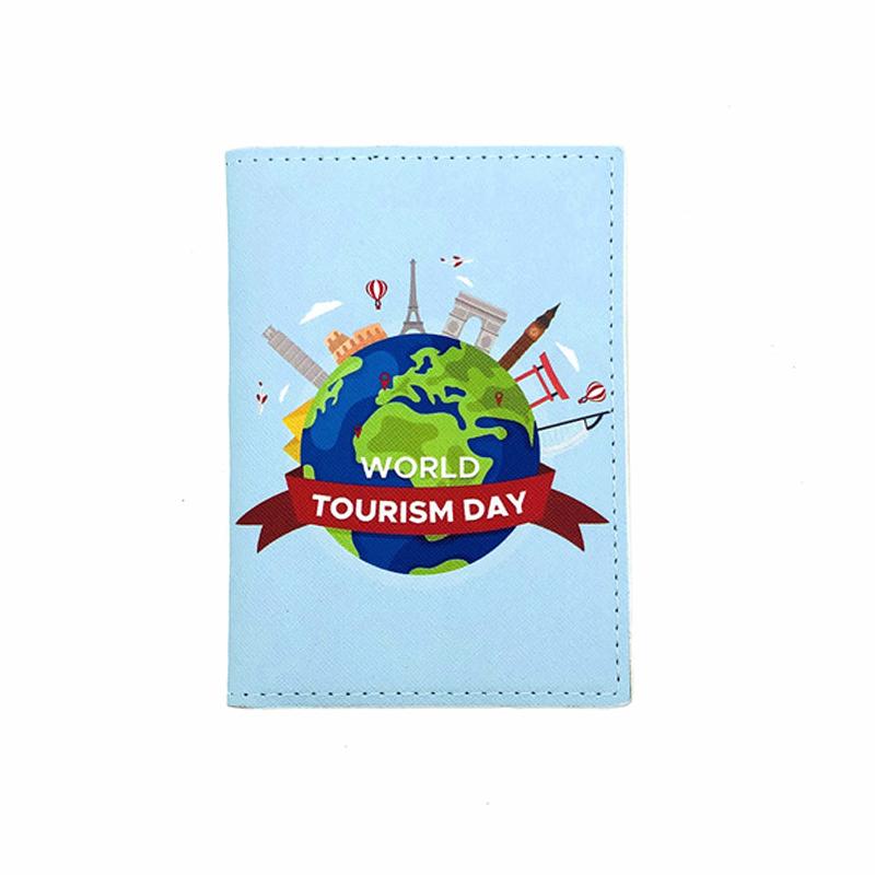 Travel Around The World Leather Passport Cover Men Women Travel Passport Wallet Fashion Printing ID Credit Card Passport Holder