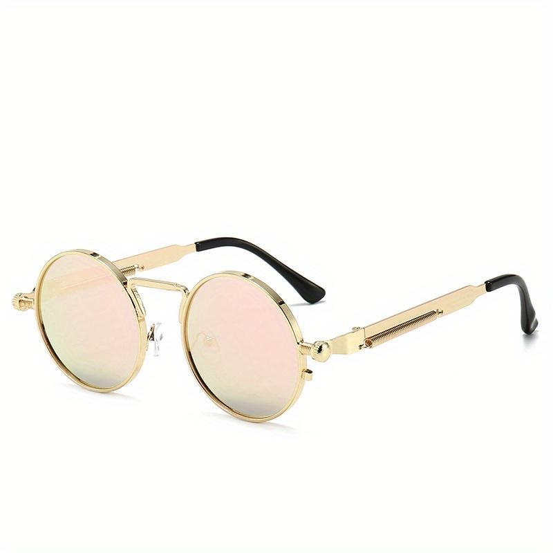 

1 шт., винтажные солнцезащитные очки в стиле панк, модные мужские классические круглые готические солнцезащитные очки в металлической оправе, очки для вождения