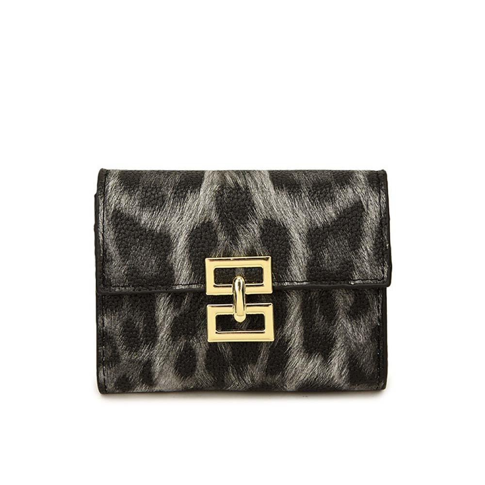 Texture Short Square Purse Portable PU Card Bag Versatile Leopard Print Wallet  Shopping