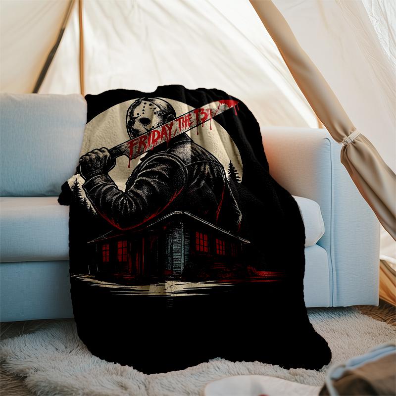 Friday the 13th Theme Printed Blanket - Perfect for Couch, Bed, Travel & Outdoor Use | Machine Washable, Cozy & Durable.