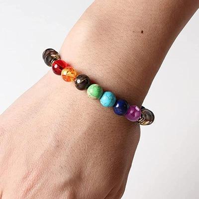 1pc Multi-color Beaded Bracelet, Natural Stone Stretch Bracelet, Fashion Hand Jewelry Decoration