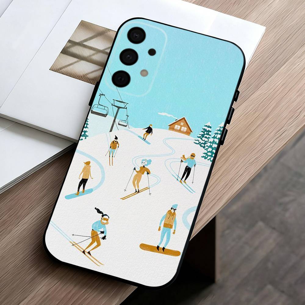 S-Skiing S-Snow Snowboard Ski art  Phone Case For Samsung Galaxy A73,A72,A71,A70,A53,A52,A51,Soft Silicone Black Cover
