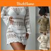 Beach Coverup Dress With Hollow Mesh Long Sleeves For Summer Vacation