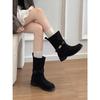 Platform Martin Boots Women's 2025 New British Style Round Head Versatile Locomotive Short Boots Medium Boots