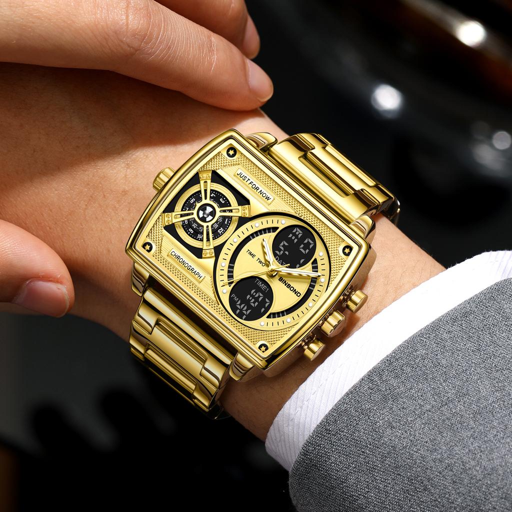 BINBOND Multi-Functional Precise Quartz Watches for Men Luxury Luminous Waterproof Men's Wristwatches