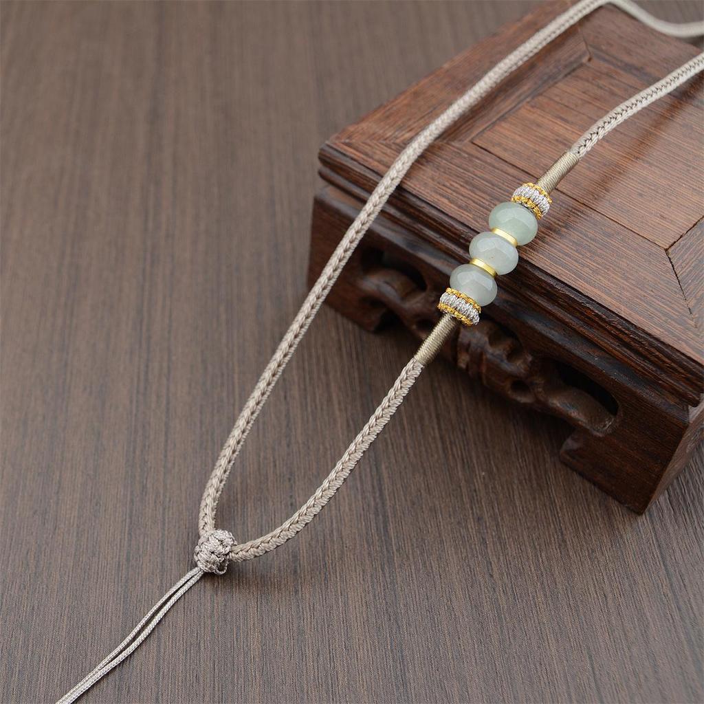 Handwoven Dongling Jade Pendant Lanyard: Thousand Li of Mountains and Rivers Outdoor Sports Necklace