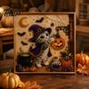 Creative Gifts for Cat Lovers Halloween Witch Hat DIY 3D Pearl Painting Kit with Frame, Hand-Pasted Art Craft Adults, Relaxing Handcrafted Living Room
