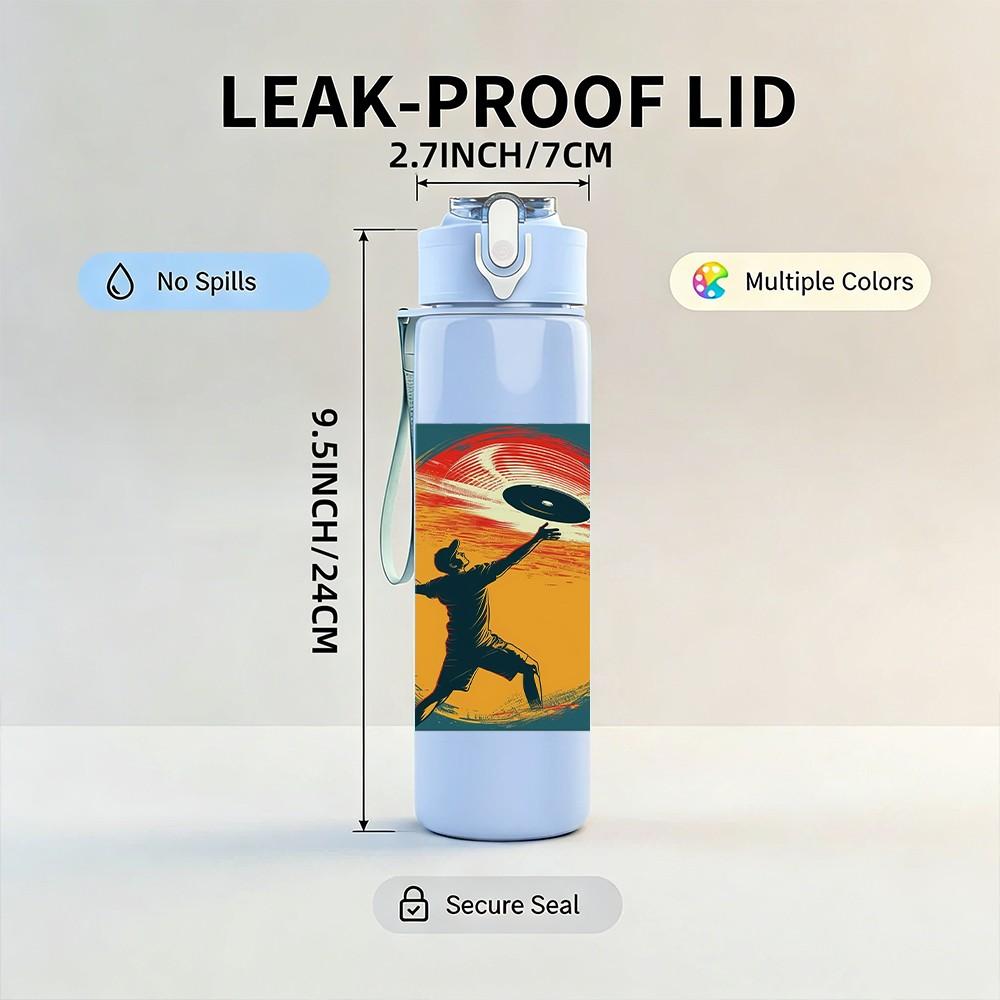 1PC Runner Athlete Sunset Sport Print 750ml Color Plastic Sports Water Bottle Leakproof Flip Straw Lid Suitable for Sports Office Home Use