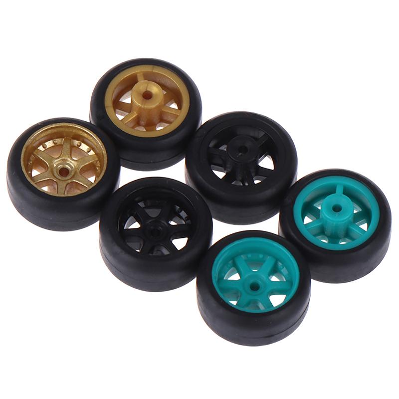 1/64 Wheels For Hotwheels With Rubber Tire Hollow Shaft Model Car Modified Parts