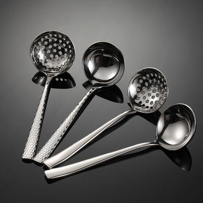 Concha de sopa de aço inoxidável 304, coador, colher para panela quente, padrão martelado retrô, série S338, colher doméstica polida espelho