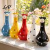 Cute Animal Shaped Floral Container Polka Hand-painted Resin Vase Dot Giraffe Flower Creative Big-mouthed Hand Painted Pot Holder for Home