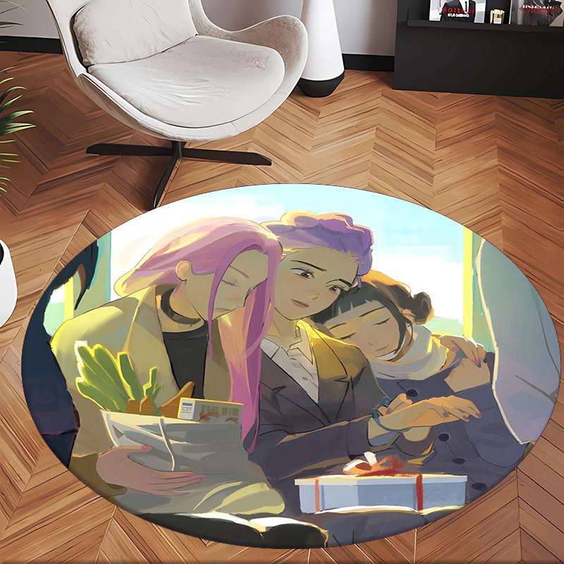 Huntrix (171) Round Office Rug Decorative Floor Rug for Office Bedroom Living Room and Home Space