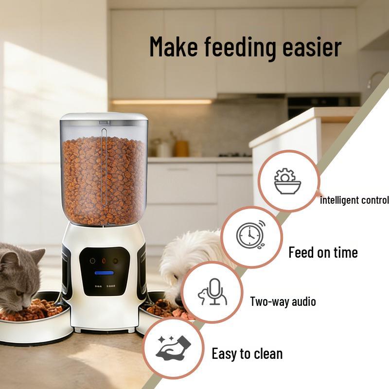 Smart Dual-Lens Automatic Cat Feeder with Camera