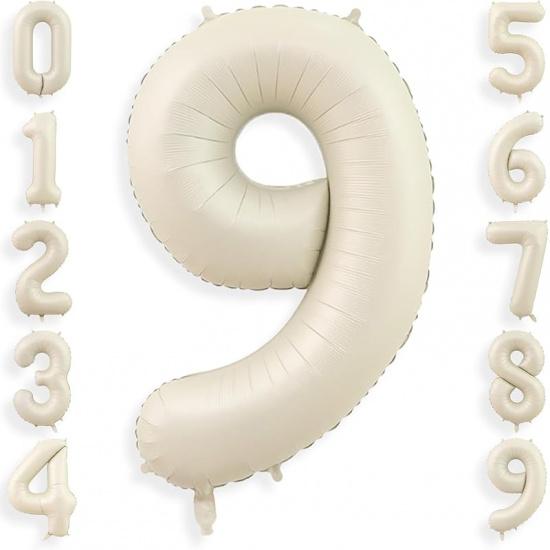 40 Inch Cream White 1 Balloon Numbers, Large Number 1 Balloon Foil Helium Number Balloons, Big 1st Foil Birthday Balloons for Boys Girls 1st Birthday