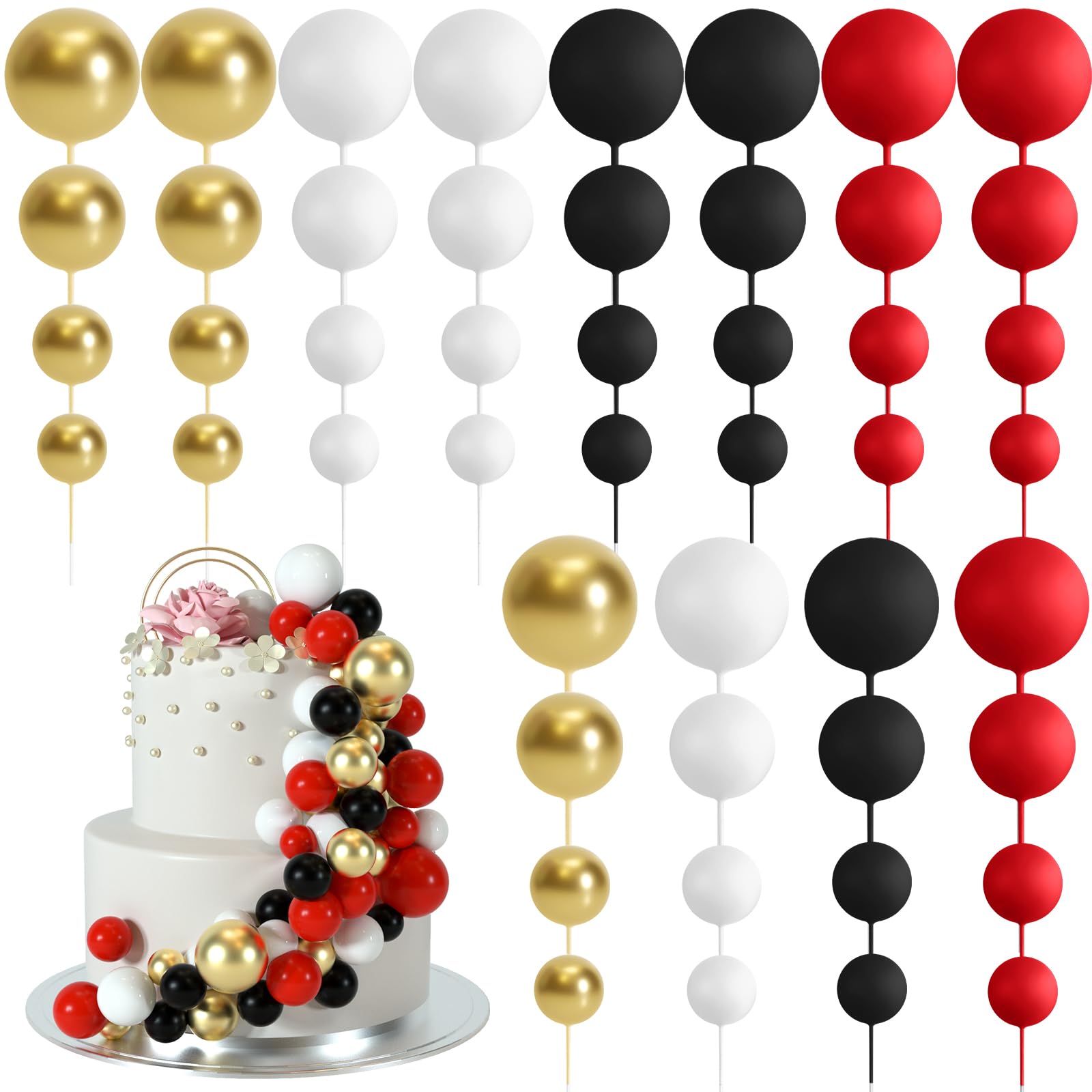 48pcs Orange Cake Decorations Balls Cake Topper for Birthday Party Wedding Cake Decorating (Orange, Yellow, Apricot, Khaki)