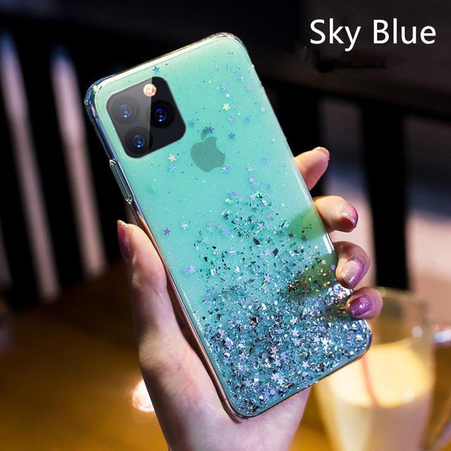 Bling Glitter Phone Case For Iphone 11 12 Pro Max Xr Xs Max X 7 8 6s Plus Soft Silicone Transparent Back Cover For Iphone 13pro