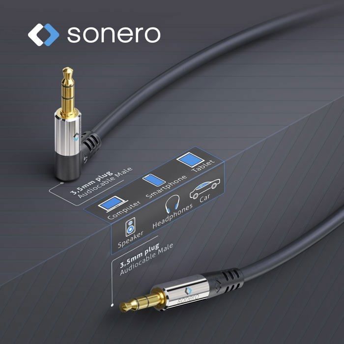 Câble audio - Sonero - S-AC510-050 - 5,00 m - Jack 3,5 mm - Plaqué or - Noir