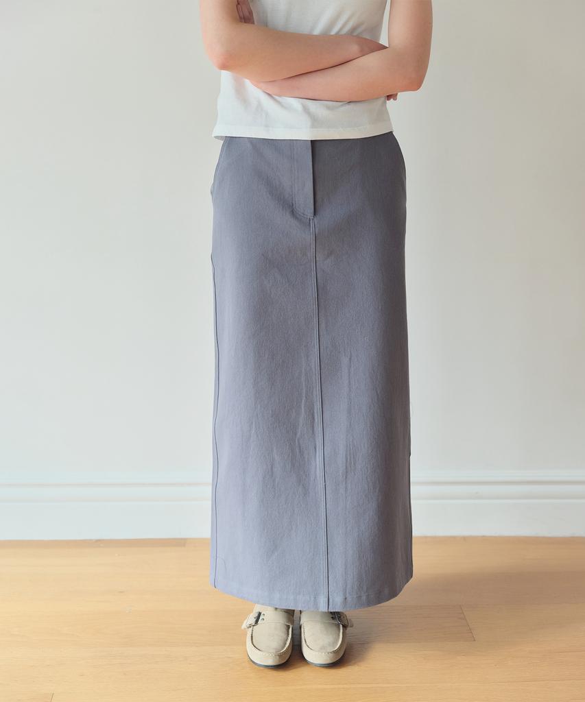 Hombadittingjeu Cotton Slit Long Skirt (Dusty Blue)