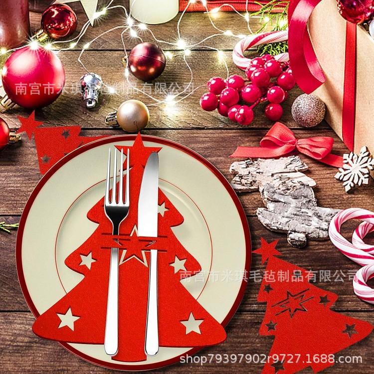 

10 шт. фетровая рождественская сумка для столовых приборов, рождественская елка, украшение стола, нож, вилка, подставка для столовых приборов, праздничный стол, украшение кухни style