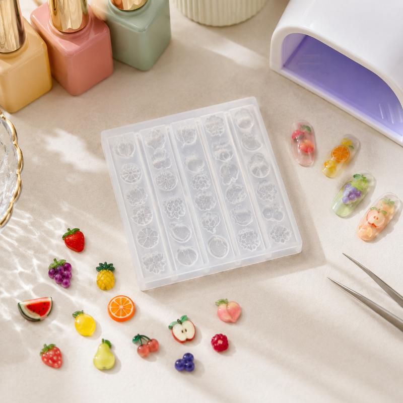 Silicone Nail Art Charm Mold Easy to Clean Angel Heart Fruit Prints for DIY Manicure Nail Art Starter Use A2