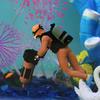 Blue Orange Diver Model PVC Science Fiction Figure New Simulation Doll  Decoration Toys
