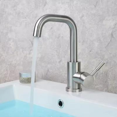 304 Stainless Bathroom Basin Faucet Steel Hot Cold Wash Mixer Crane Tap 360 Rotation Sink Faucets Single Lever Tap For Bathroom