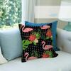 SummerThemed Flamingo  Tropical Leaf   Pillow Cover for Bedroom Room and Living Room Sofa Decorative Cushion Cover