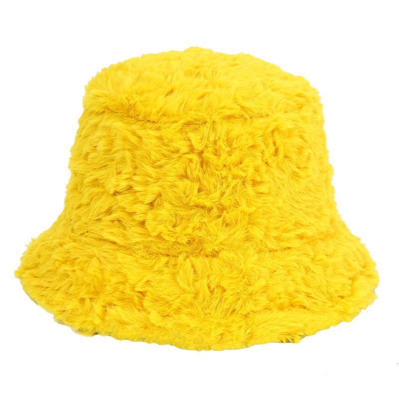 Winter Soft Wool Lamb Wool Pot Hat Solid Color Light Board Lamb Wool Bucket Hat Curly Wool Ear Protection Warm Hat