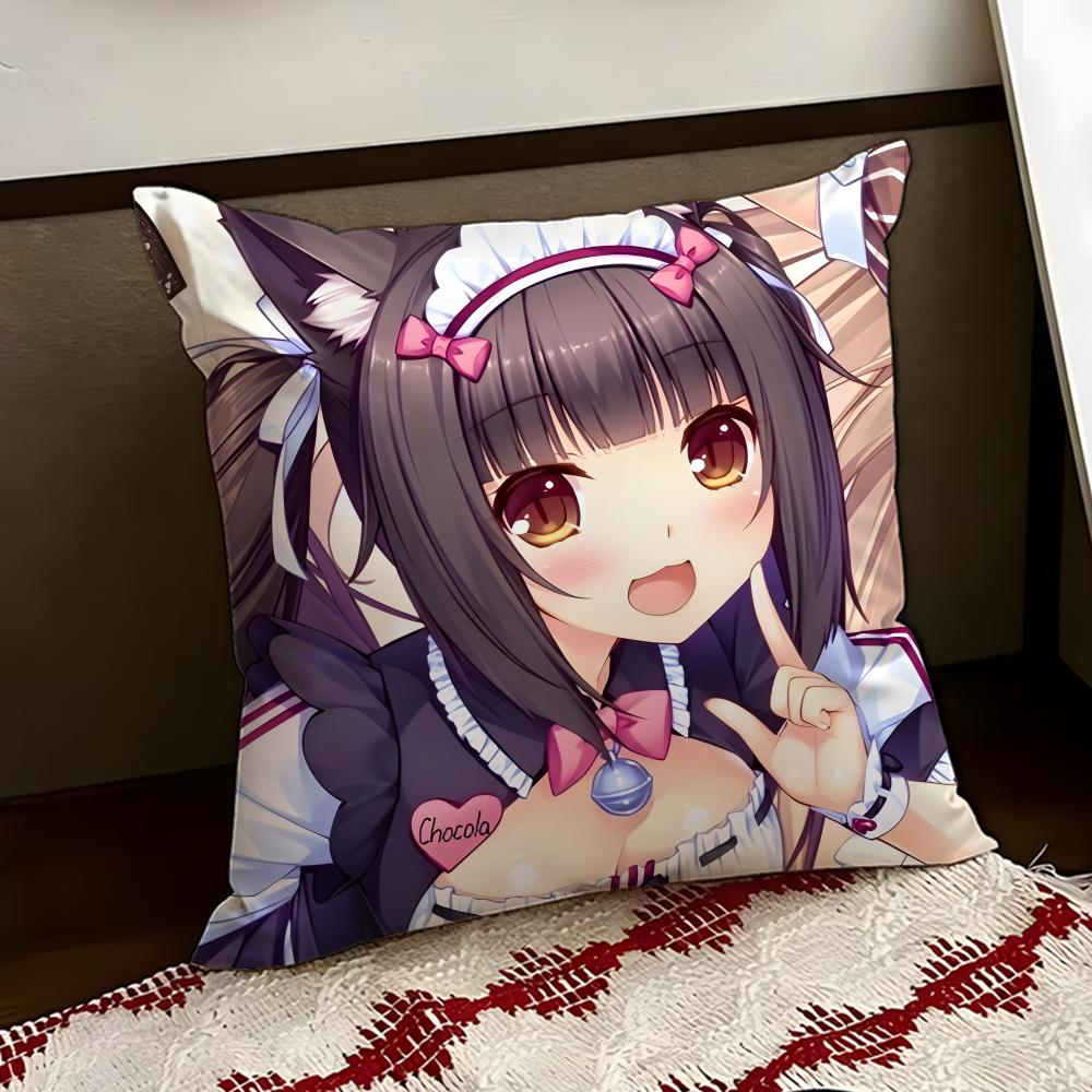 Anime NNekopara Cushion Cover Reversible Soft Durable Pillow Cover Home  Car MultiScene Use for Daily Comfort