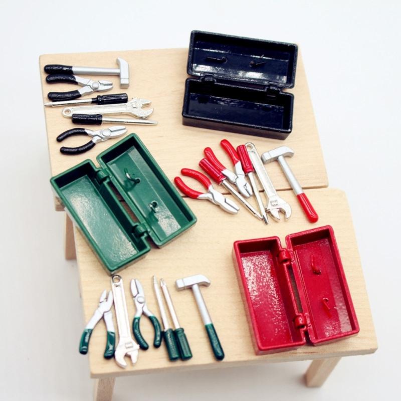 Miniature Gardening Tool Set Garden Toolbox for 1/12 Doll House Scene Decoration Craft Model Project Display Accessory