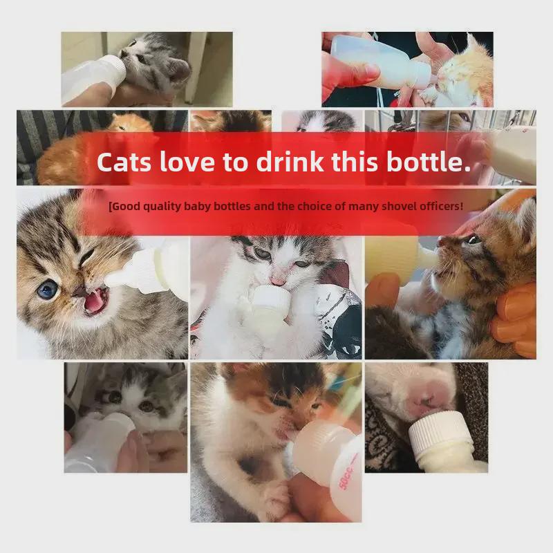 Set hrănire nou-născut: Biberon cu tetină moale pentru pisoi și căței
