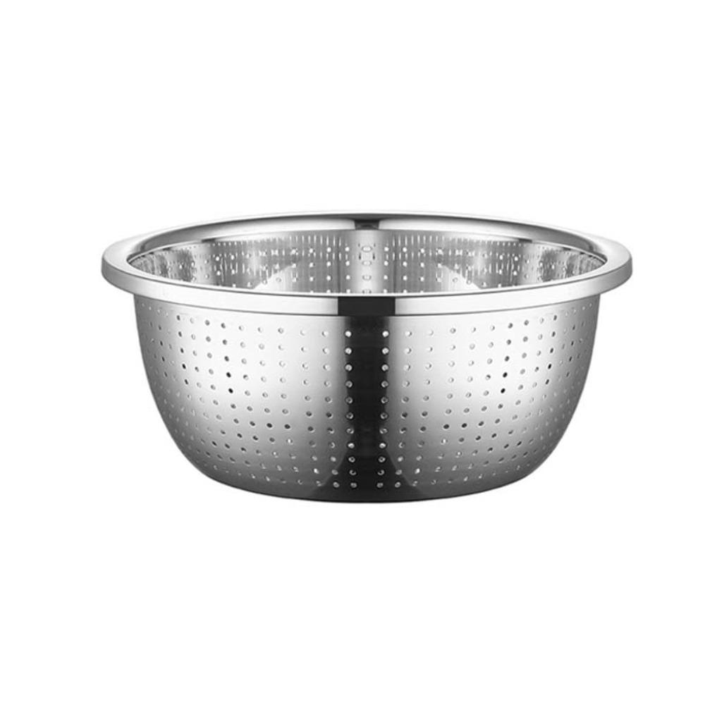 Multiple Drainage Holes Stainless Steel Drain Basket Widened Edge Drain Basin  Fruits