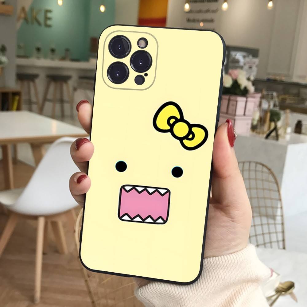 Cute Domo-Kun Black Soft Phone Case For IPhone 16 15 14 13 11 12 17 Pro Max Mini Plus