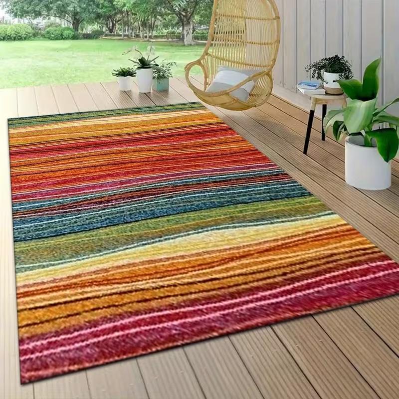 

Imitation Color Striped Pattern Game Area Mat Office Mat Indoor Use Living Room Bedroom Game Room Machine Wash Anti Slip Carpet 40X60cm