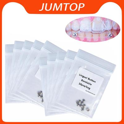 100 Pezzi Bottoni Ortodontici Dentali in Metallo Bottoni Linguali Fibbia Composito Ceramico per Incollabili Base Rotonda Materiale Odontoiatrico