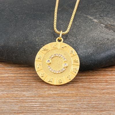 Nidin New Hot Sale 12 Constellation Drop Pendant Necklace Gold Plated Jewelry Collar Clavicle Choker Birthday Gift for Women Men