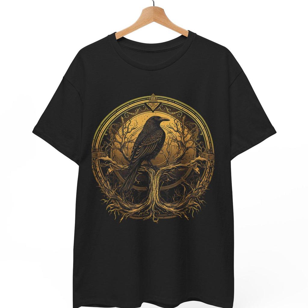 Norse Raven Odin T-Shirt, Celtic Viking Valhalla Art