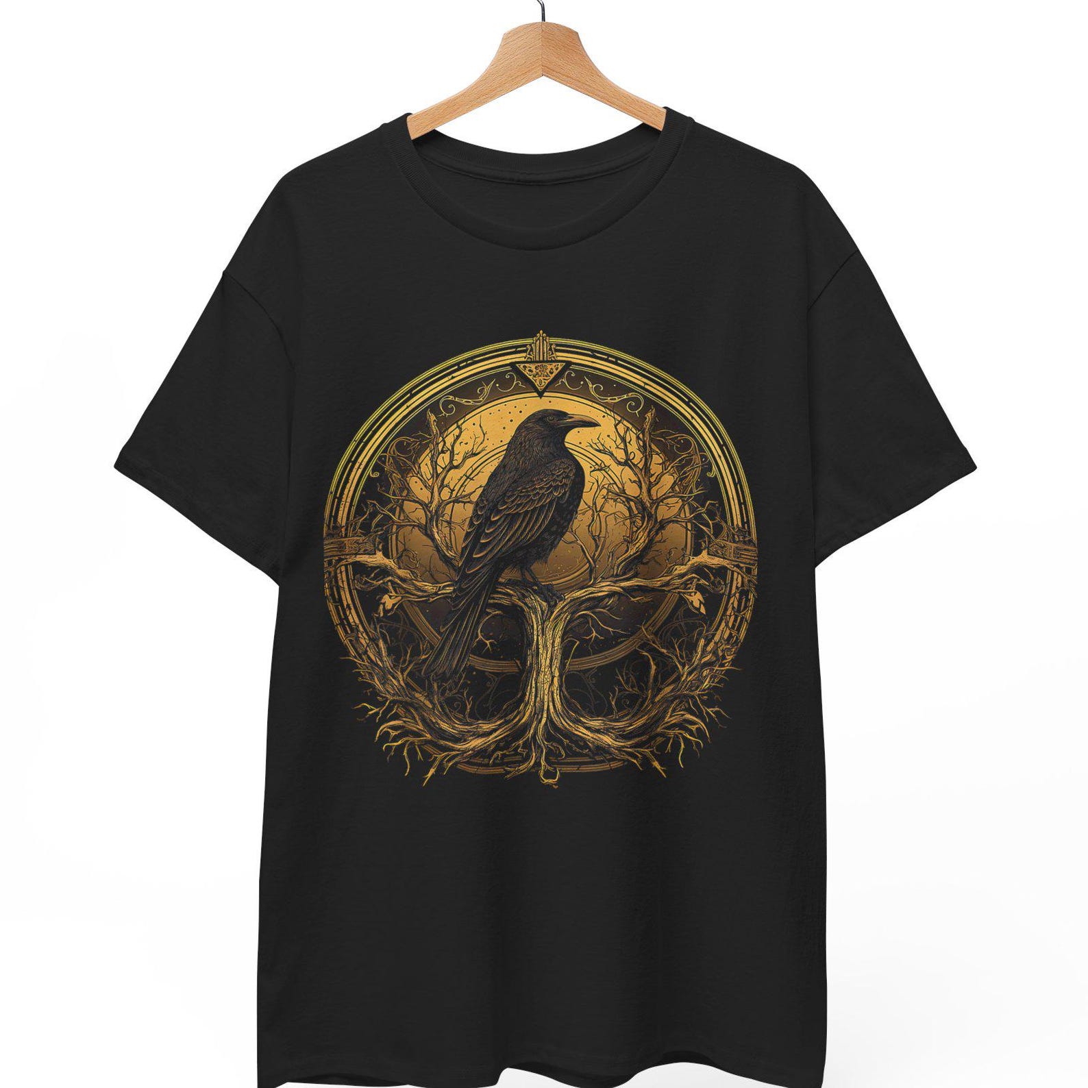 Norse Raven Odin T-Shirt, Celtic Viking Valhalla Art 3XL
