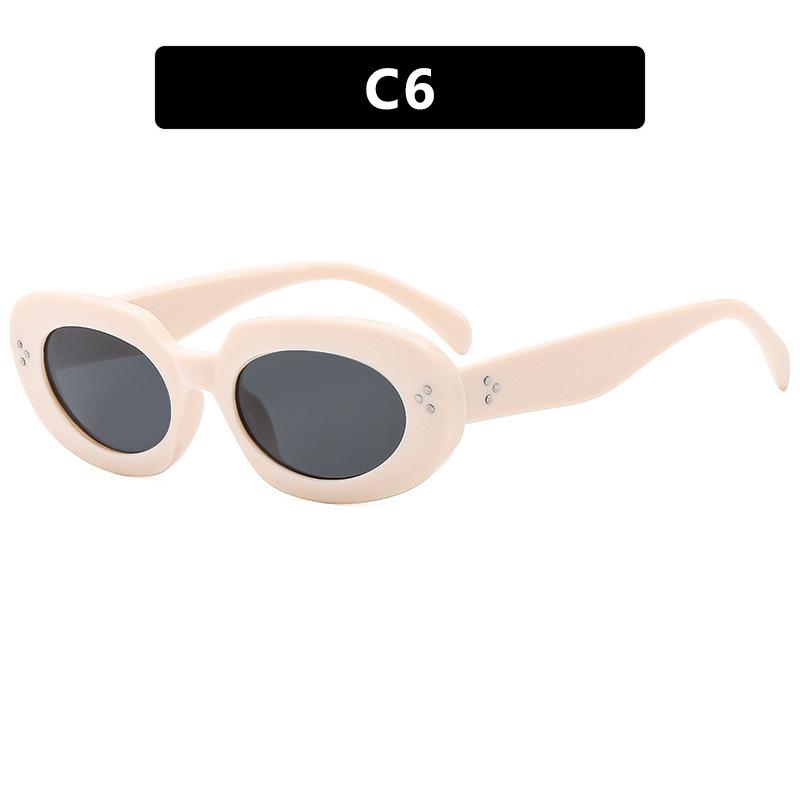 Classic Rivet Oval Sunglasses Women For Men  Vintage Sun Glasses Punk Popular Big Frame  Outdoor Travel Eyeglasses Uv400