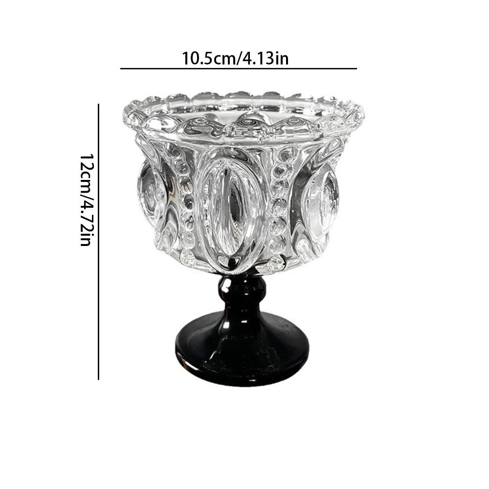 Retro Embossed Glass Ice Cream Cup High Footed Yogurt Dessert Cup Antique European Style Creative Coffee Cup