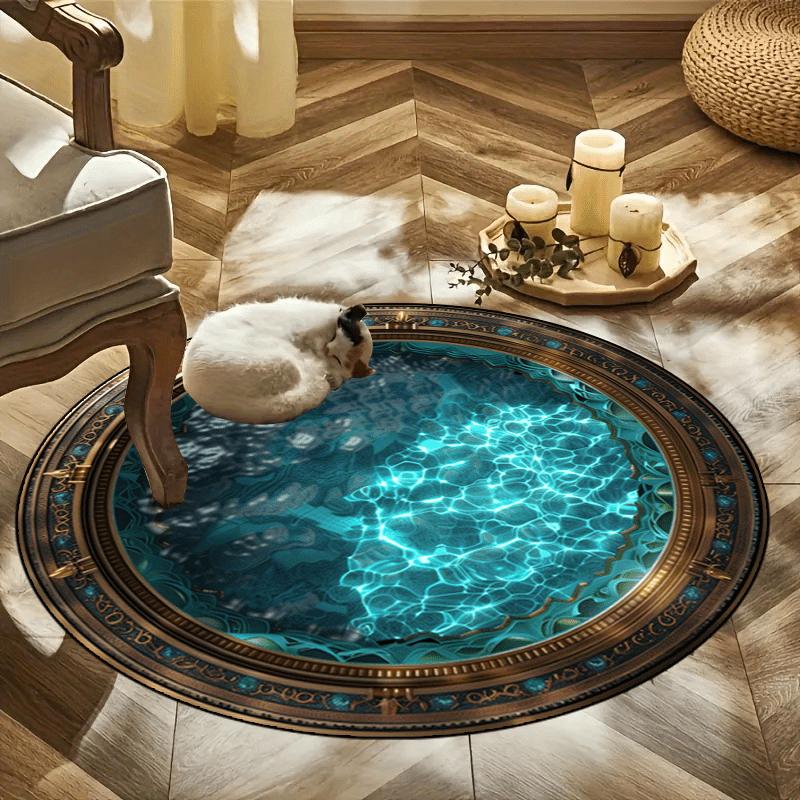 Round Area Rug Non Slip Washable Floor Mat Entryway Living Room Bedroom Patio Garden Decor Indoor Outdoor Home Carpet