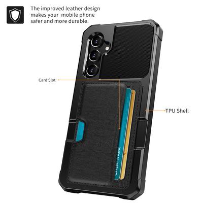 Pro Samsung Galaxy A54 5G ZM02 PU kůží potažený TPU nárazuvzdorný kryt na telefon ochrana rohů držák na karty