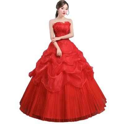 ZUOMA Long Concert Stage Fluffy Maternity Wedding Bridal Wedding Formal Gorgeous Evening Dress with Bustier Women's Lace-Up Dress, Dress, Tulle,