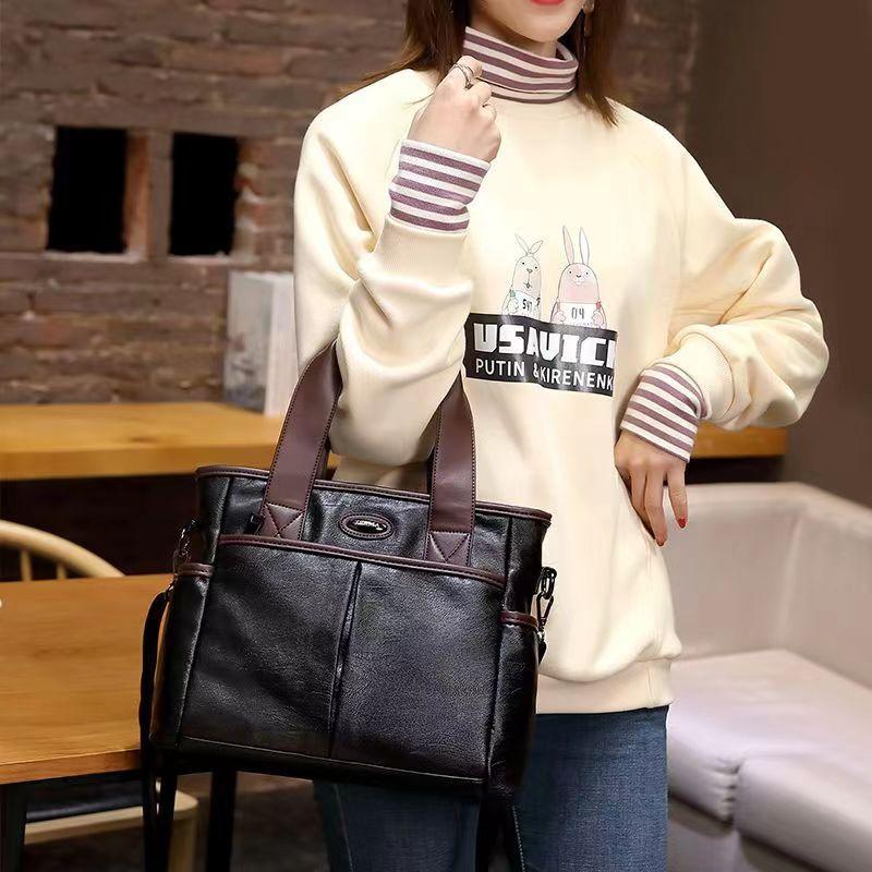 Simple and Large-capacity Handbag, Versatile Tote Bag, Single-shoulder Large Bag, Crossbody Bag, Soft Leather Women's Bag
